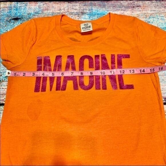 VS PINK Orange Imagine Short Sleeve Shirt Heart Back Size Small - Picture 5 of 9
